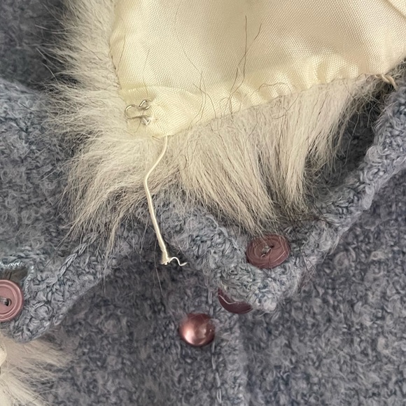 90’s Vintage bebe Faux Fur Collar Cardigan Sweater Medium - Picture 5 of 6